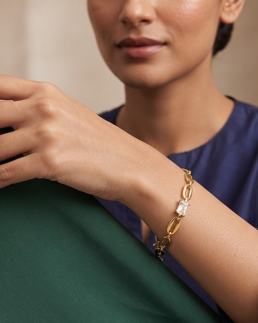 Solara Statement Link Chain Bracelet — worn shot