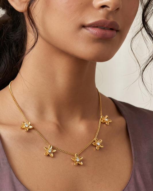 Solume Star Blossom Chain Necklace - Worn shot