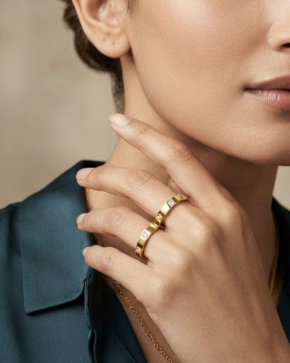 Soltira Trio Stacking Ring — worn on hand