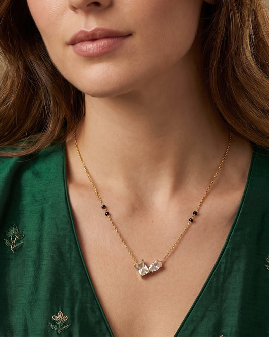 Solvana Baguette Duo Mangalsutra styled shot showing the full chain length
