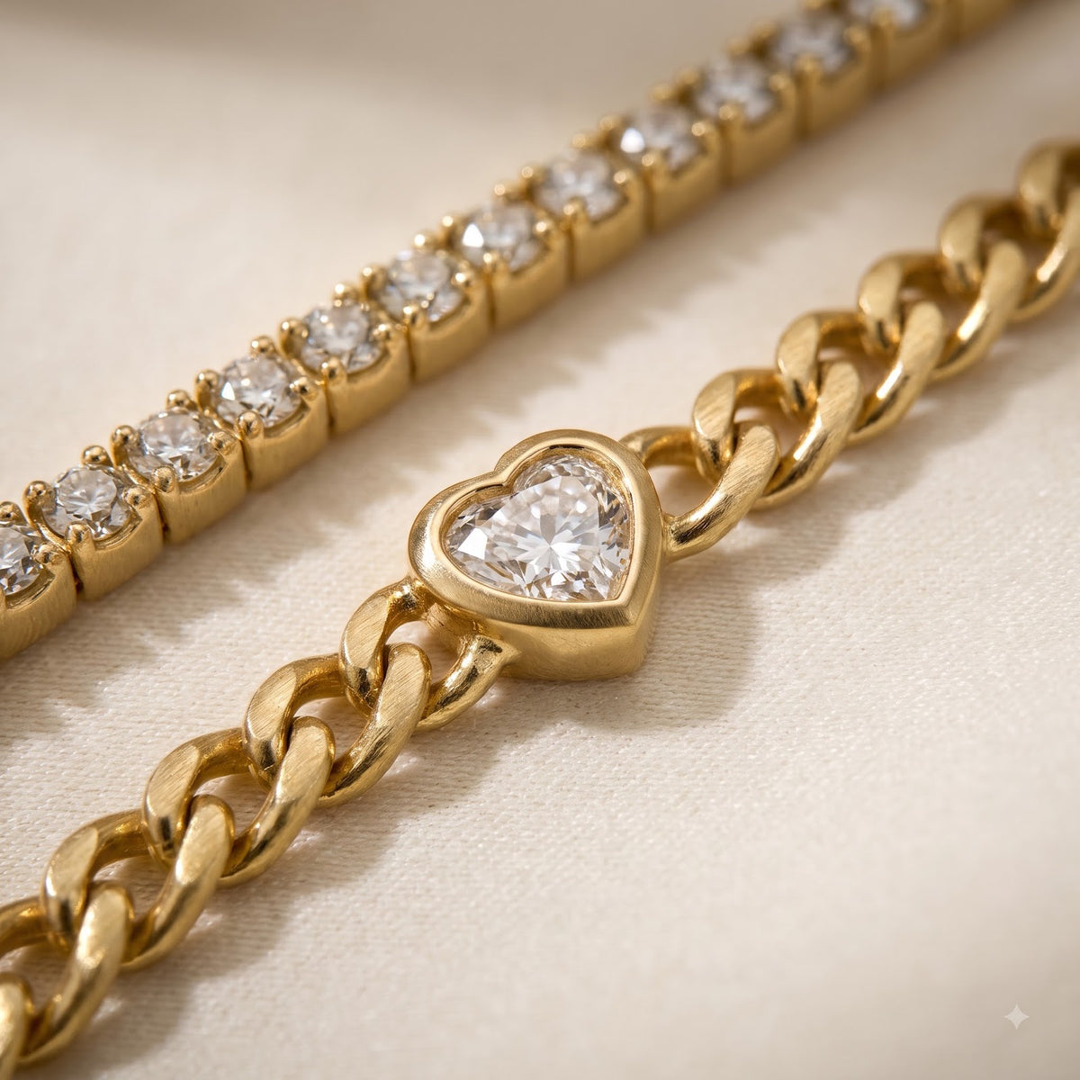 Solea Layered Heart Chain Bracelet — cinematic shot