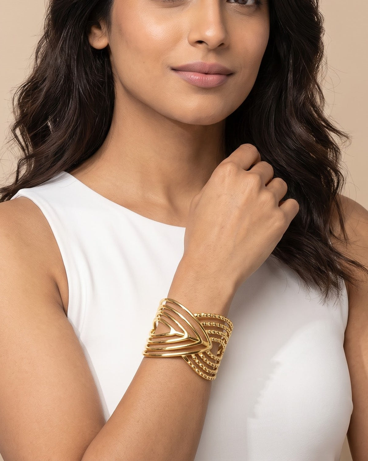 Solveen Crossed Wave Cuff — worn shot