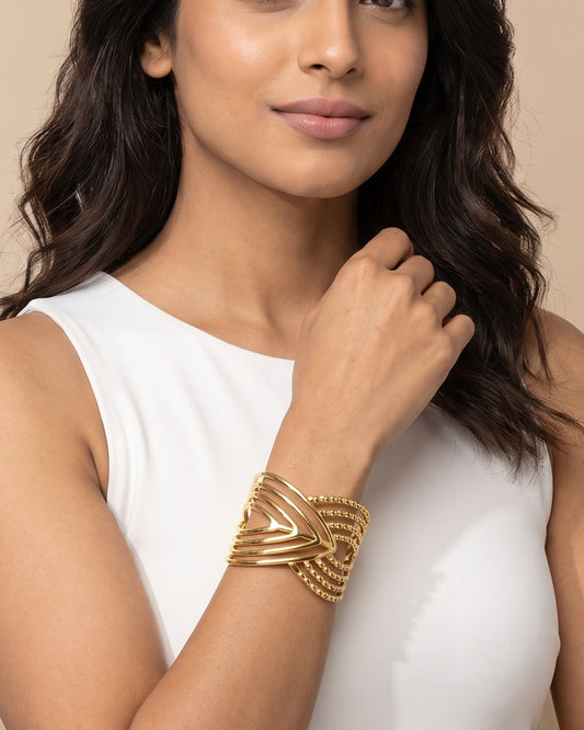 Solveen Crossed Wave Cuff — worn shot