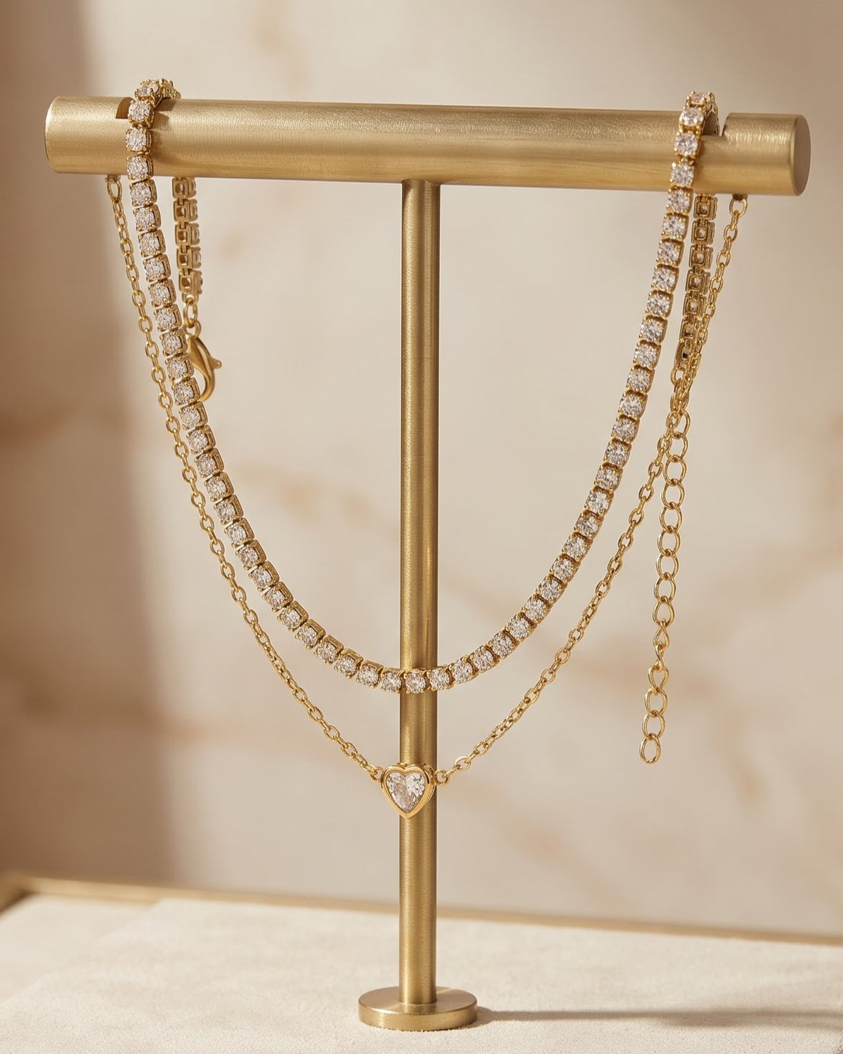 Solea Layered Heart Chain Bracelet — display shot