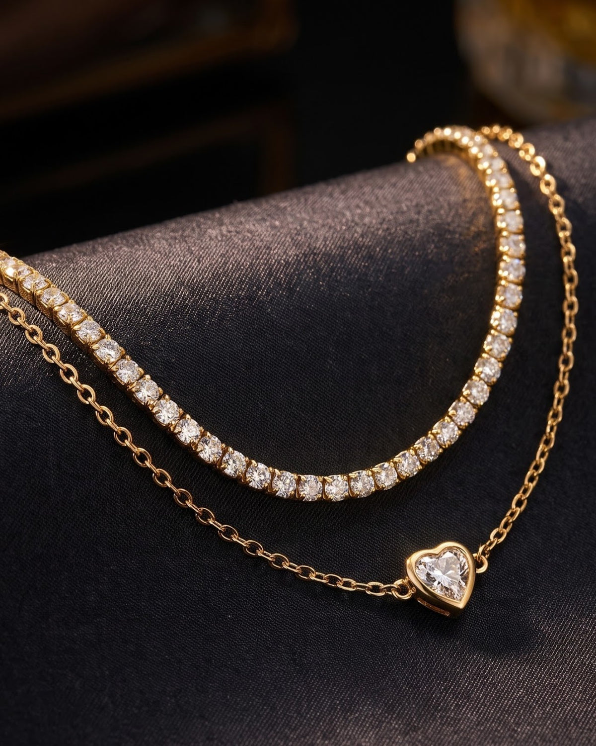Solea Layered Heart Chain Bracelet — hero shot