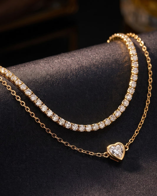 Solea Layered Heart Chain Bracelet — hero shot