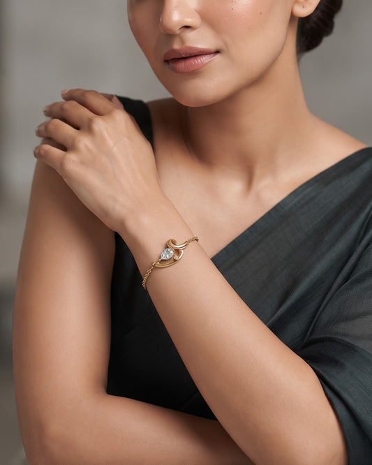 Solette Wave Solitaire Chain Bracelet — worn shot
