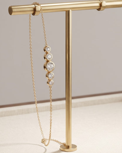 Solaya Graduated CZ Chain Bracelet – On display stand
