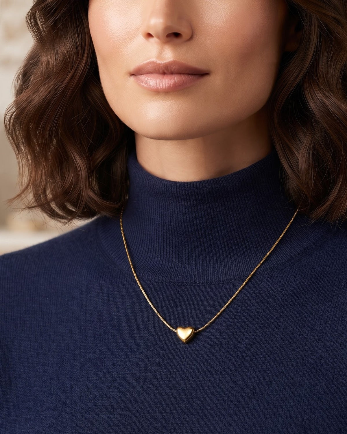 Solvelle Mini Heart Pendant Necklace - worn view