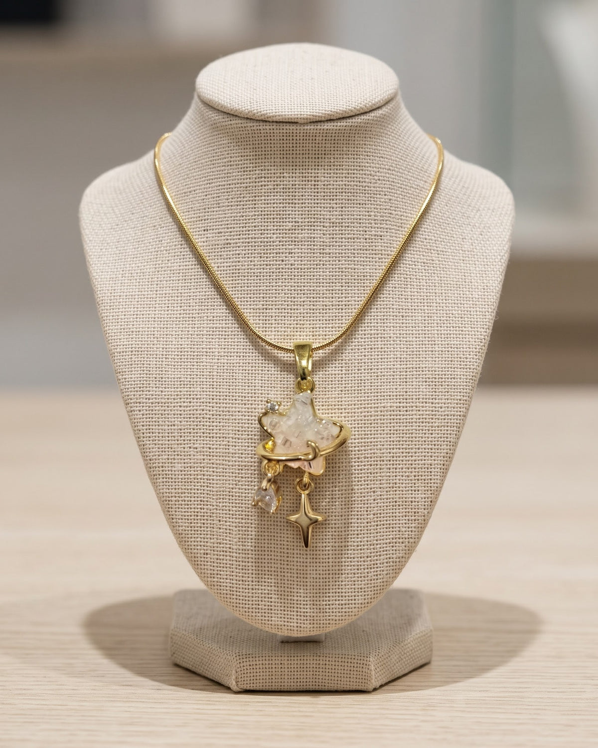 Solthia Star Cluster Pendant Necklace - display view