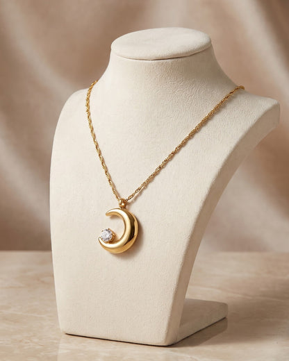 Solarei Crescent Moon Pendant Necklace - display view