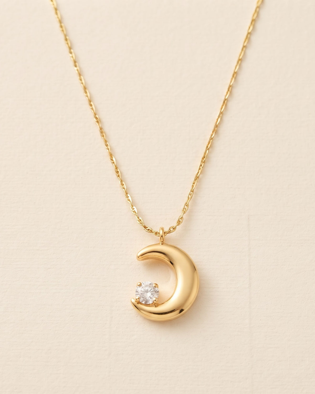 Solarei Crescent Moon Pendant Necklace - close-up view