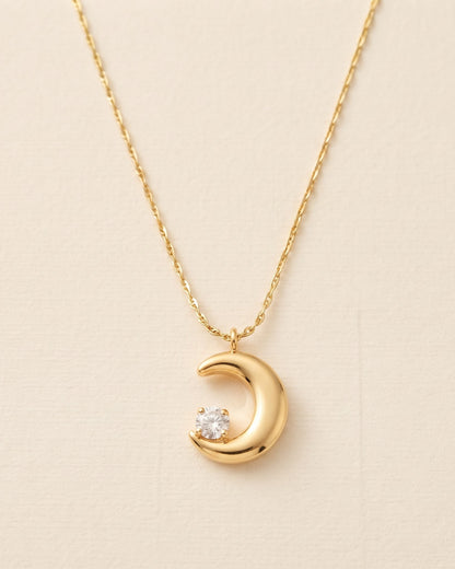 Solarei Crescent Moon Pendant Necklace - close-up view