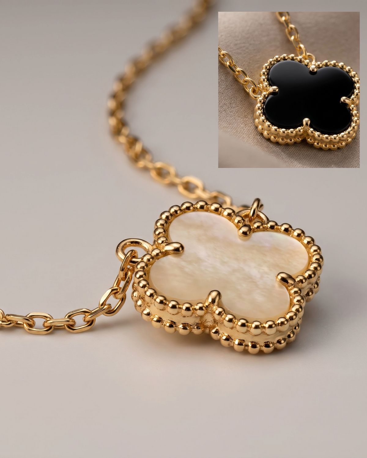 Solcleo Reversible Clover Pendant Necklace - cinematic view