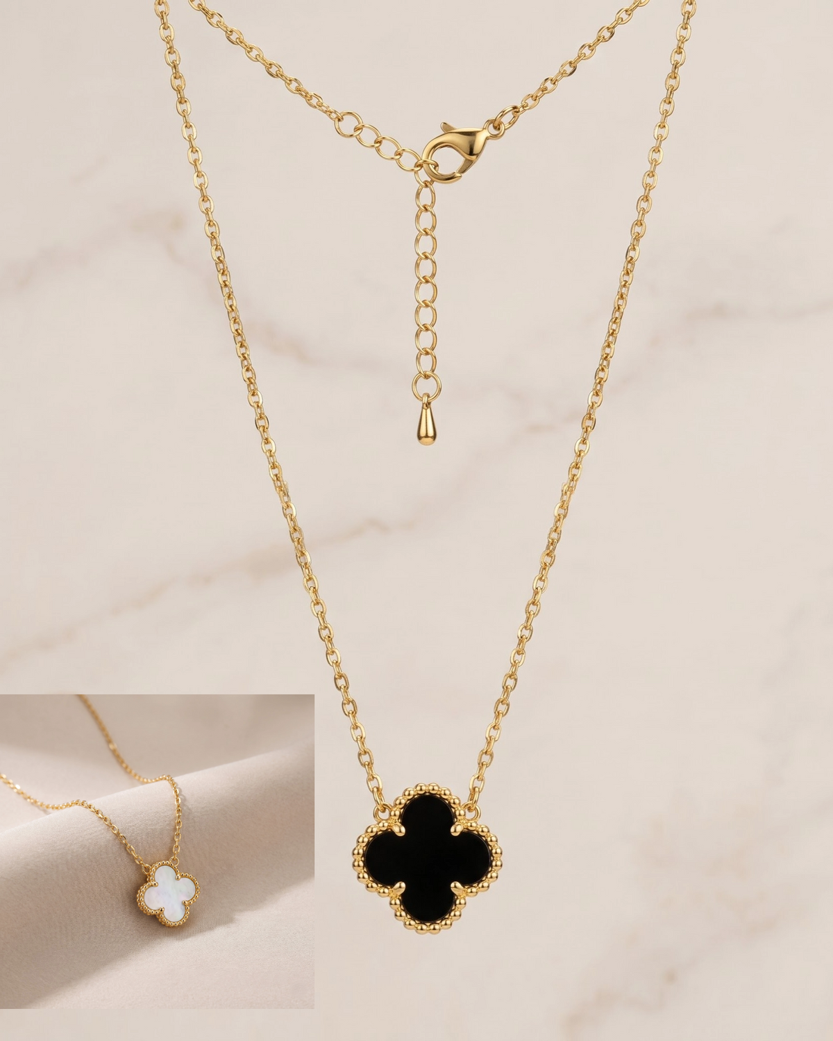 Solcleo Reversible Clover Pendant Necklace - close-up view
