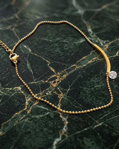 Solenari Bar Chain Anklet - display stand view