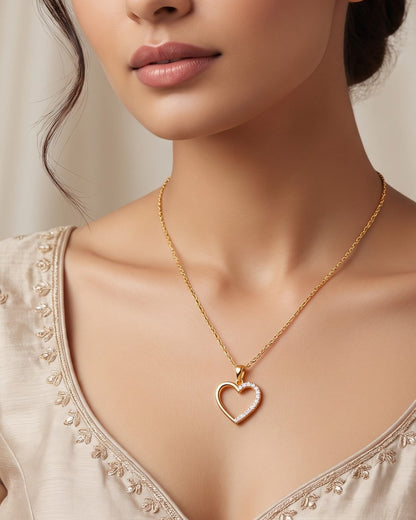 Solayra Petite Heart Pendant Necklace - Model Worn Shot
