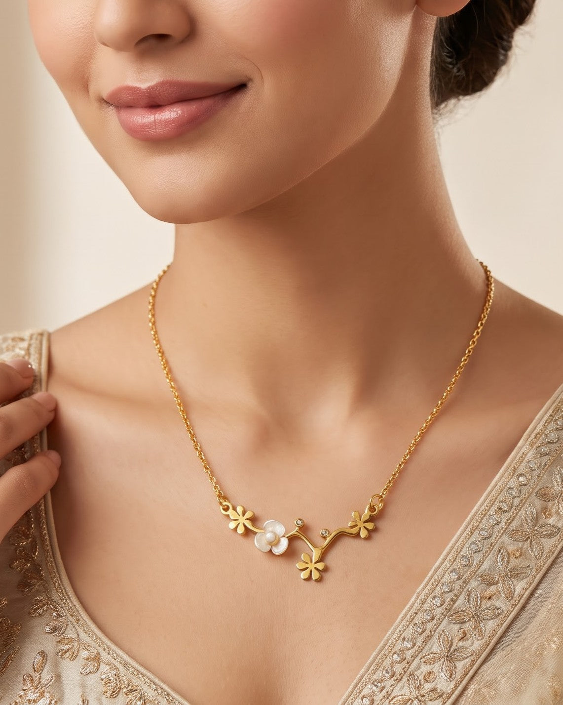 Solveira Blossom Pendant Necklace - Model Worn Shot