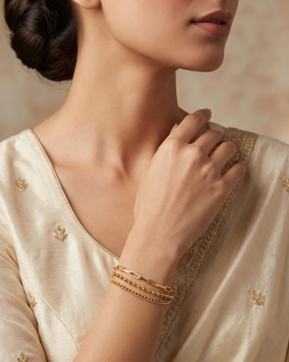 Solvyra Trio Chain Bracelet - Model Worn Shot