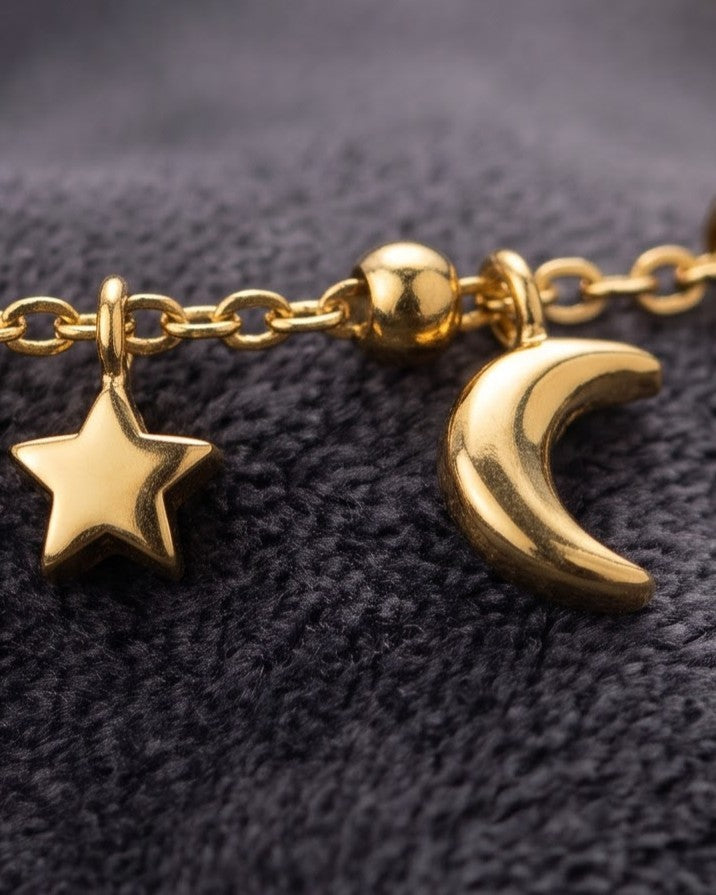 Solunia Moon Star Chain Bracelet - Cinematic Shot