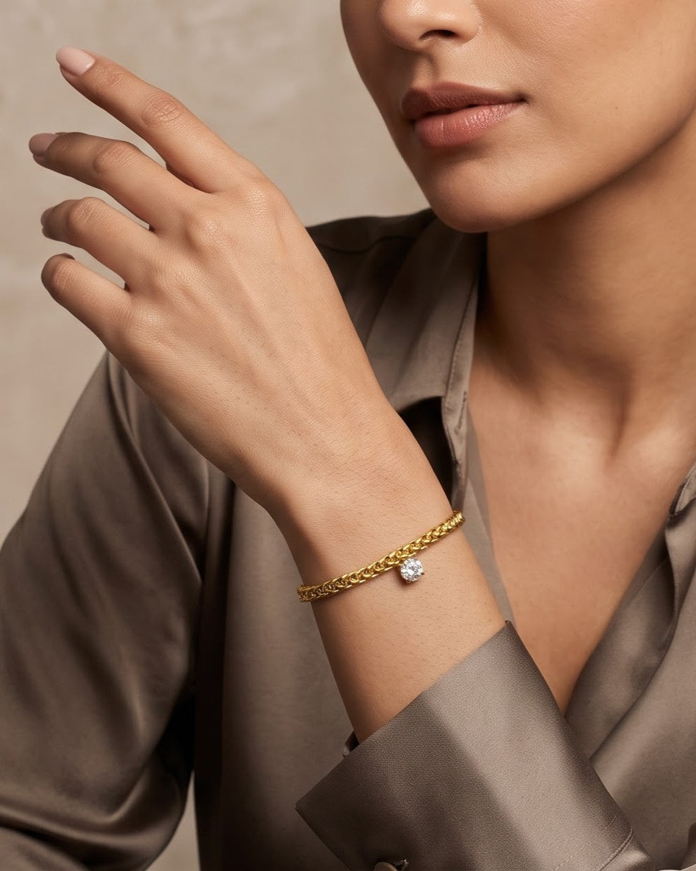 Solthera Twist Solitaire Chain Bracelet - Model Worn Shot