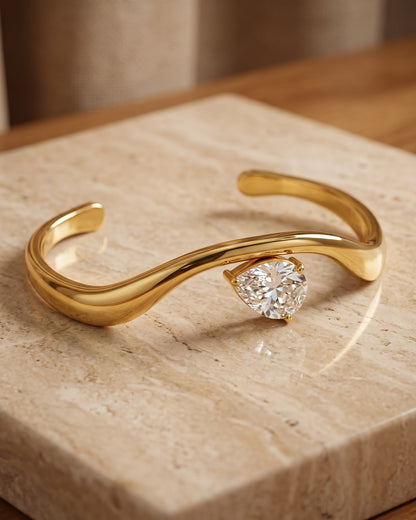 Soldara Pear Wave Cuff Bracelet - Hero view