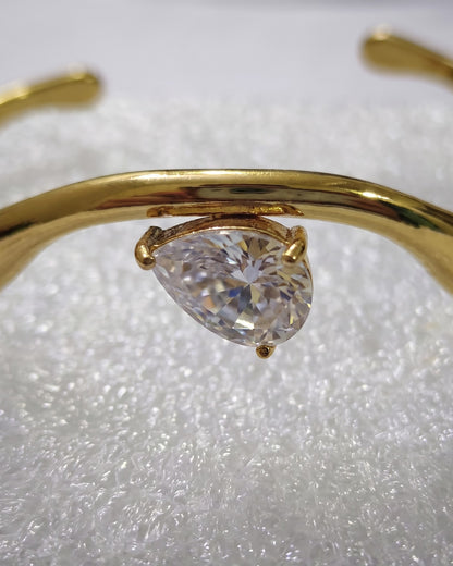 Soldara Pear Wave Cuff Bracelet - Detail view
