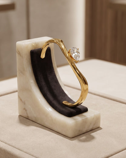 Soldara Pear Wave Cuff Bracelet - Display view
