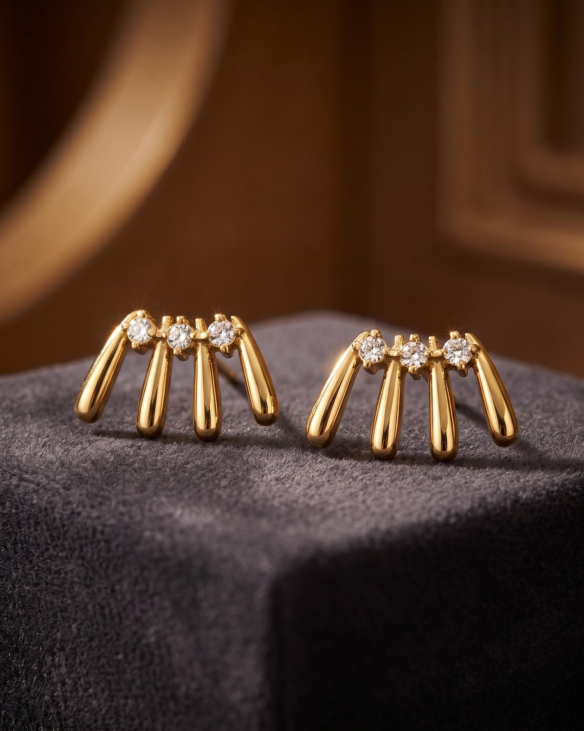 Solzira Quad Line Stud Earrings - Close-up view