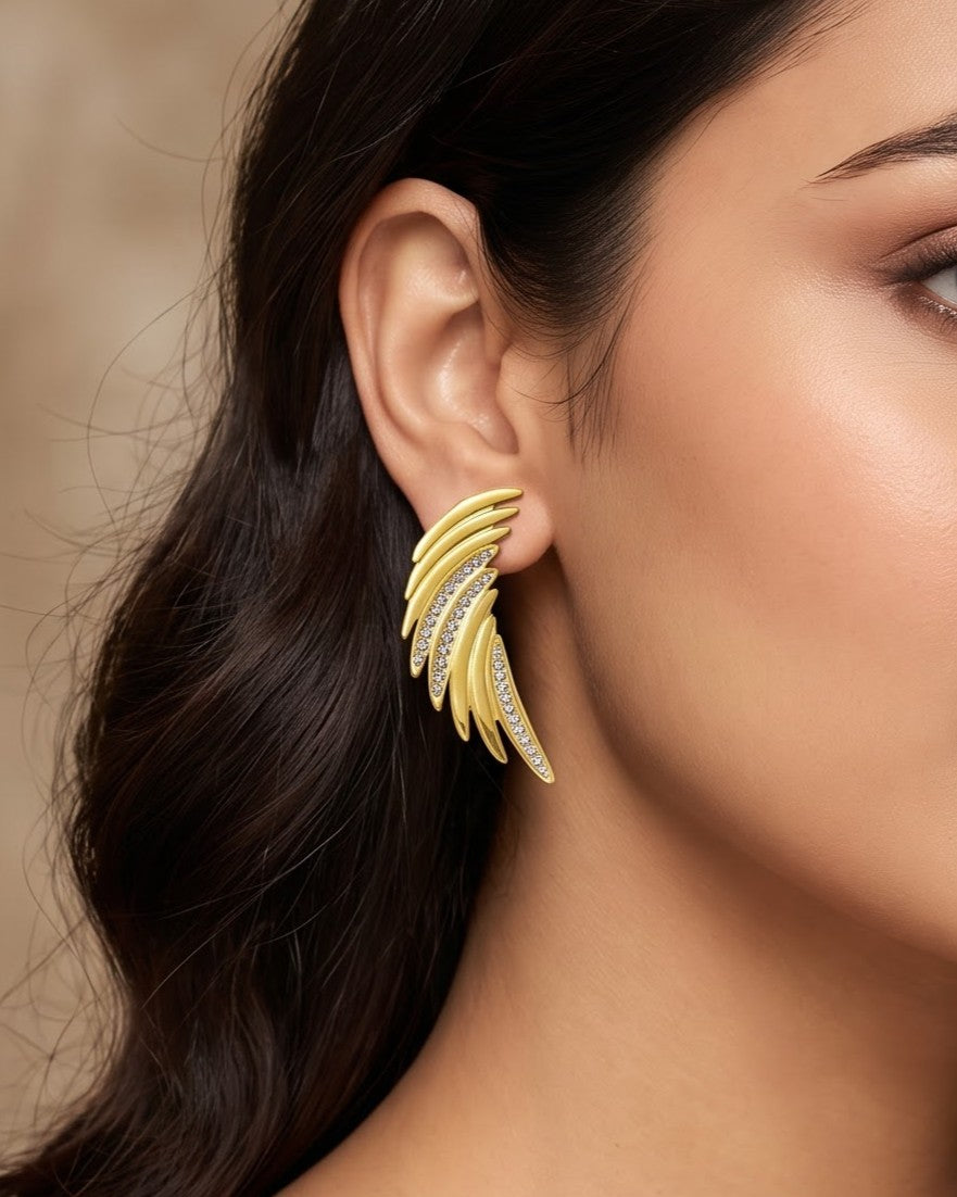 Solpera Feather Stud Earrings - Model view