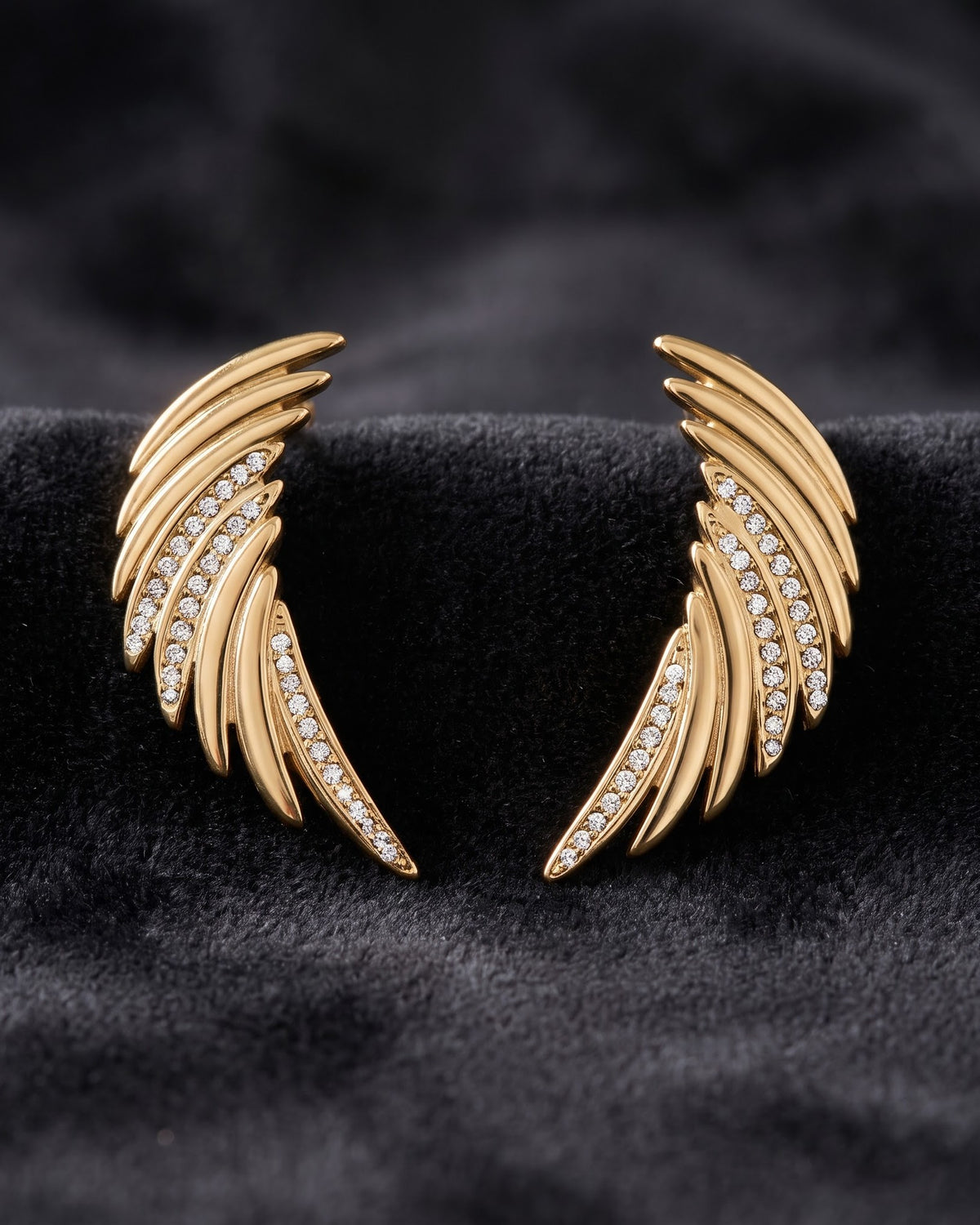 Solpera Feather Stud Earrings - Close-up view