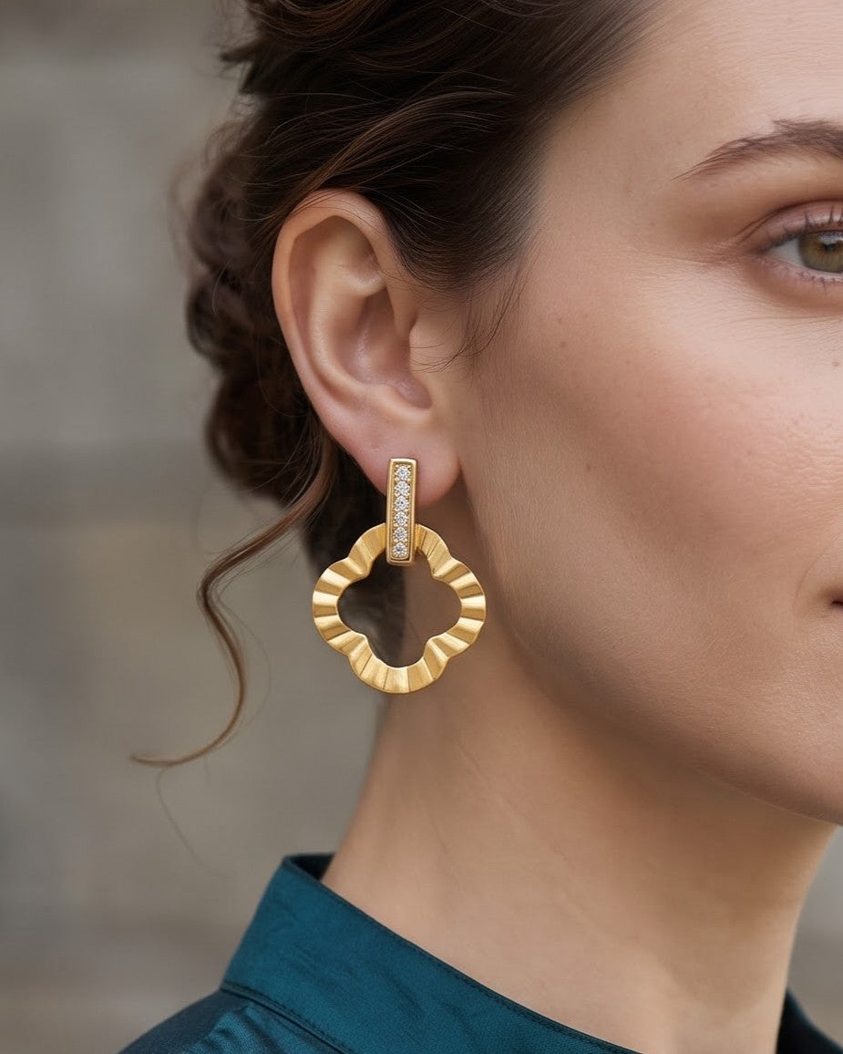 Solniara Clover Stud Earrings - Model view