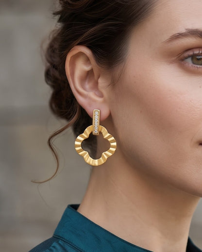 Solniara Clover Stud Earrings - Model view