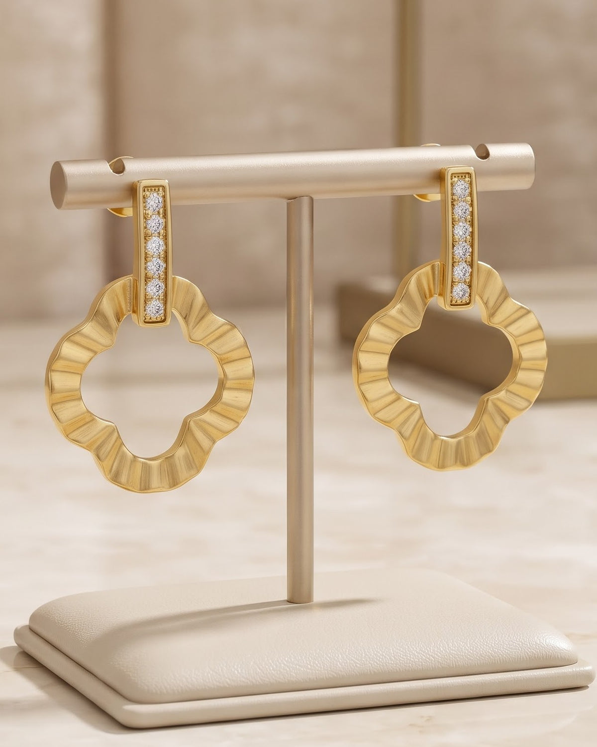 Solniara Clover Stud Earrings - Display view