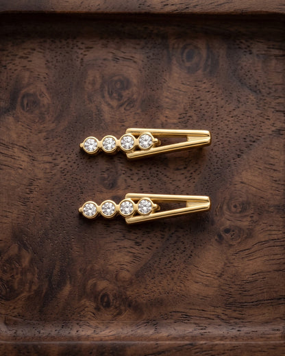 Solvarya V Line Drop Earrings - Close-up view