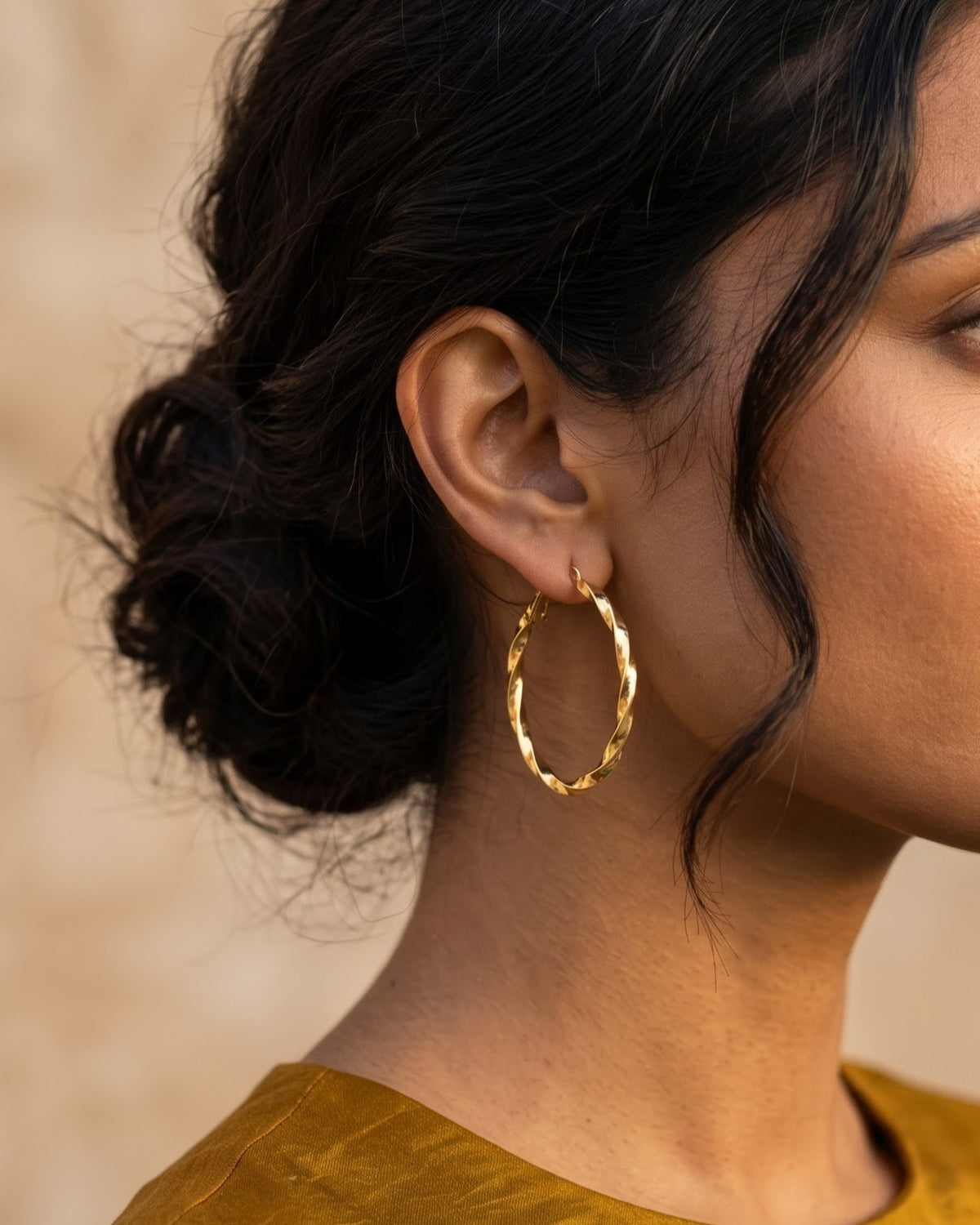Soltwyn Twist Hoop Earrings - Model view
