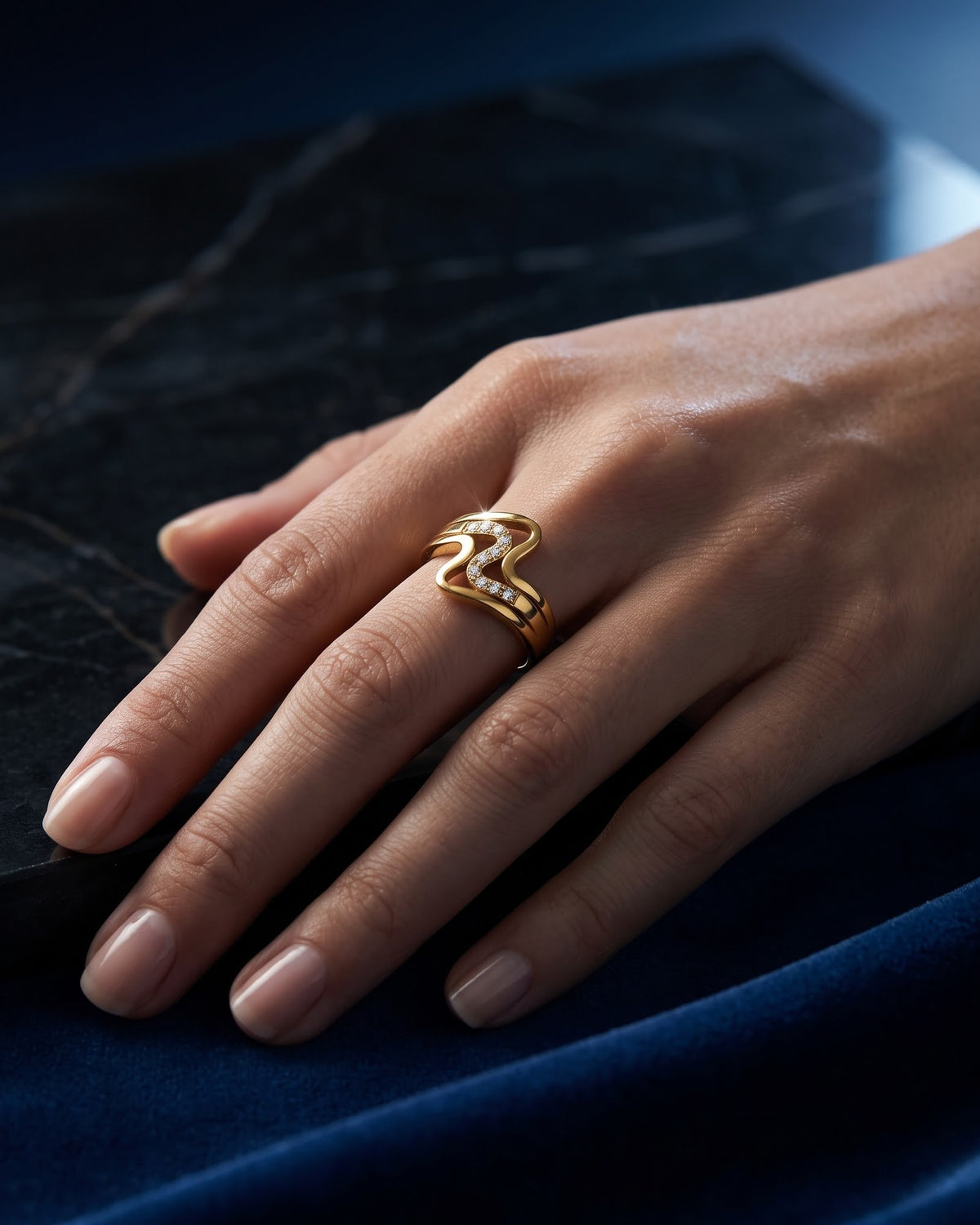 Solwaya Wave Statement Ring - detail view