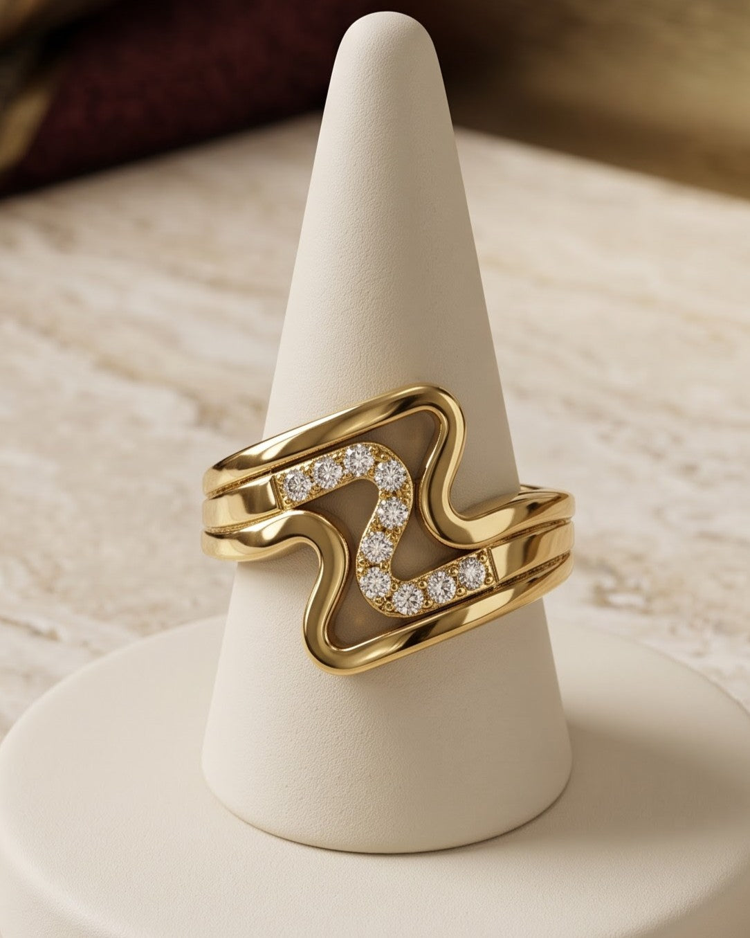 Solwaya Wave Statement Ring - styled view