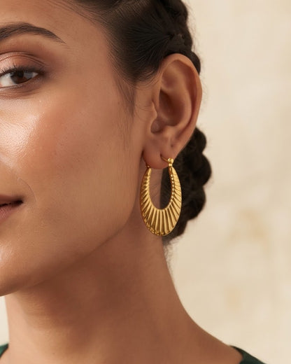 Solcira Shell Hoop Earrings - Model view