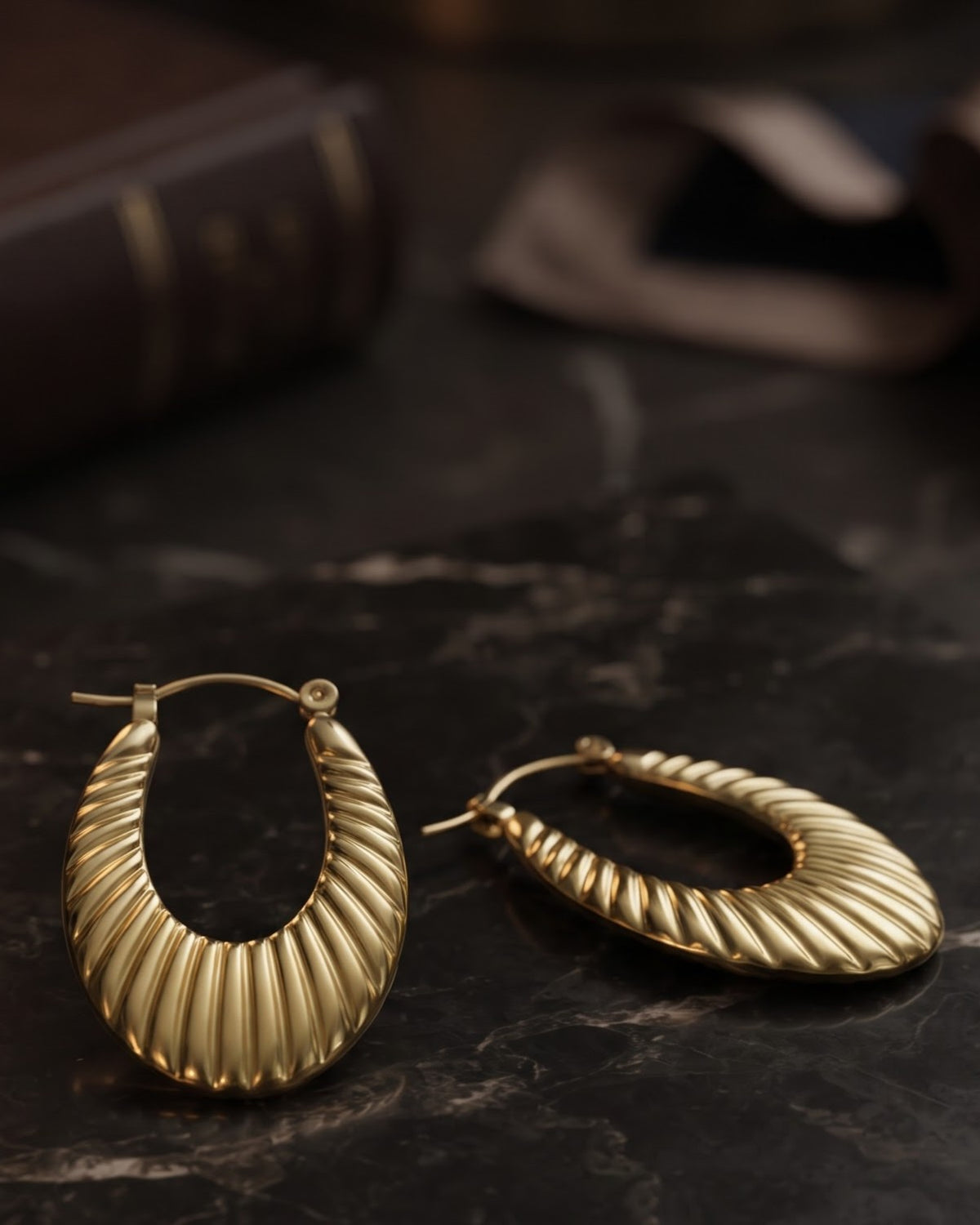 Solcira Shell Hoop Earrings - Close-up view