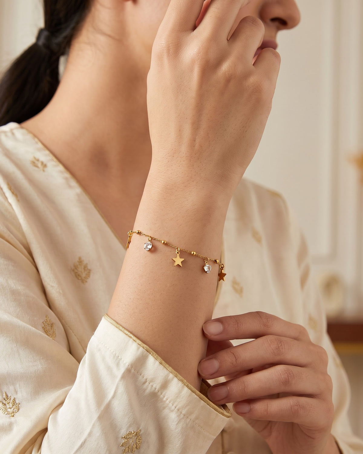Solastra Star Charm Chain Bracelet - Model view