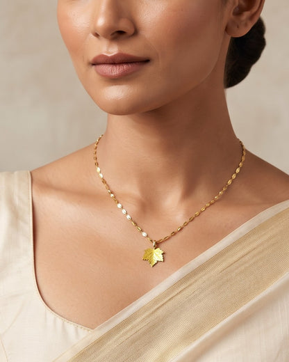 Solverna Leaf Pendant Necklace - Model view