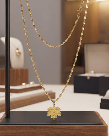 Solverna Leaf Pendant Necklace - Display view