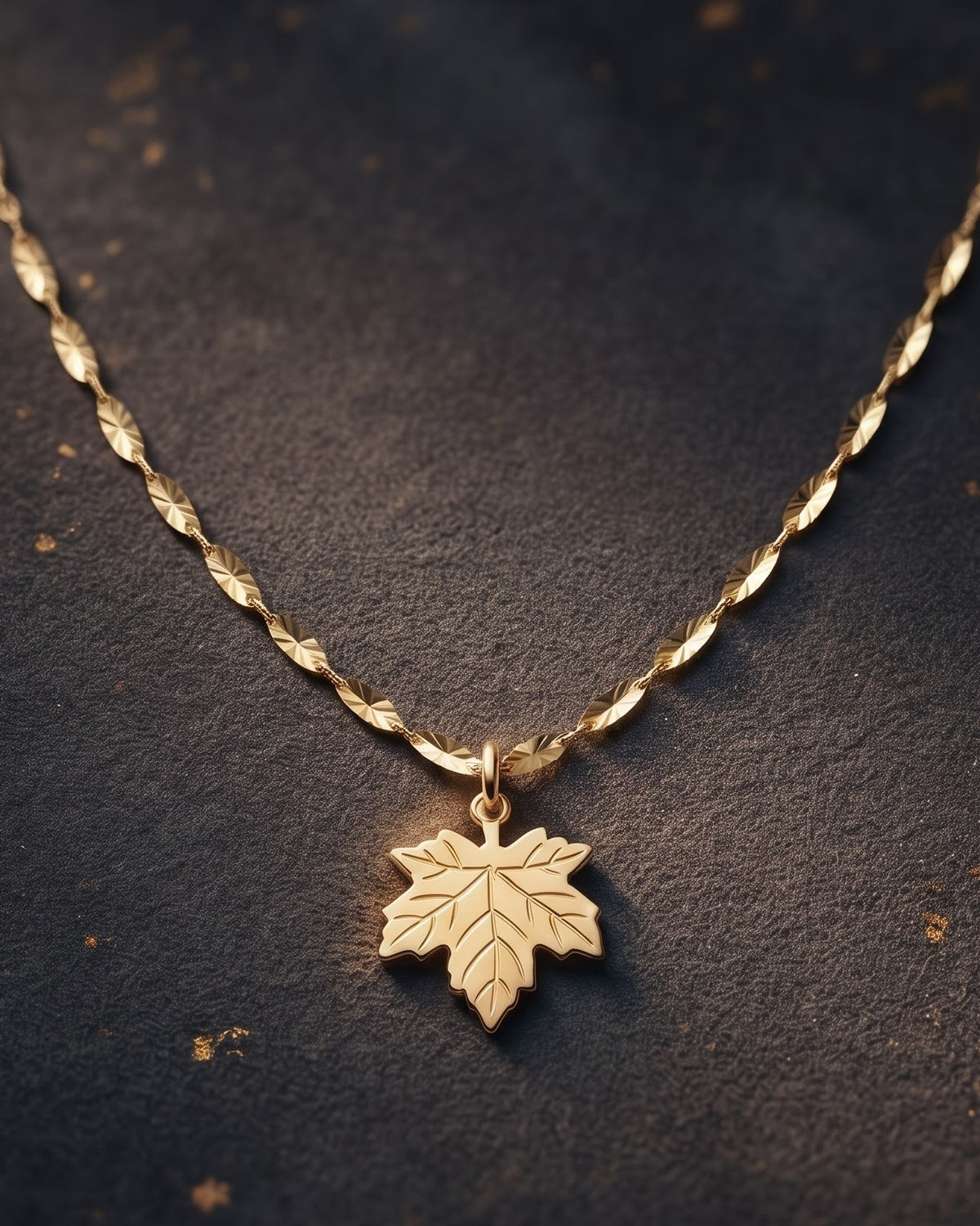 Solverna Leaf Pendant Necklace - Close-up view