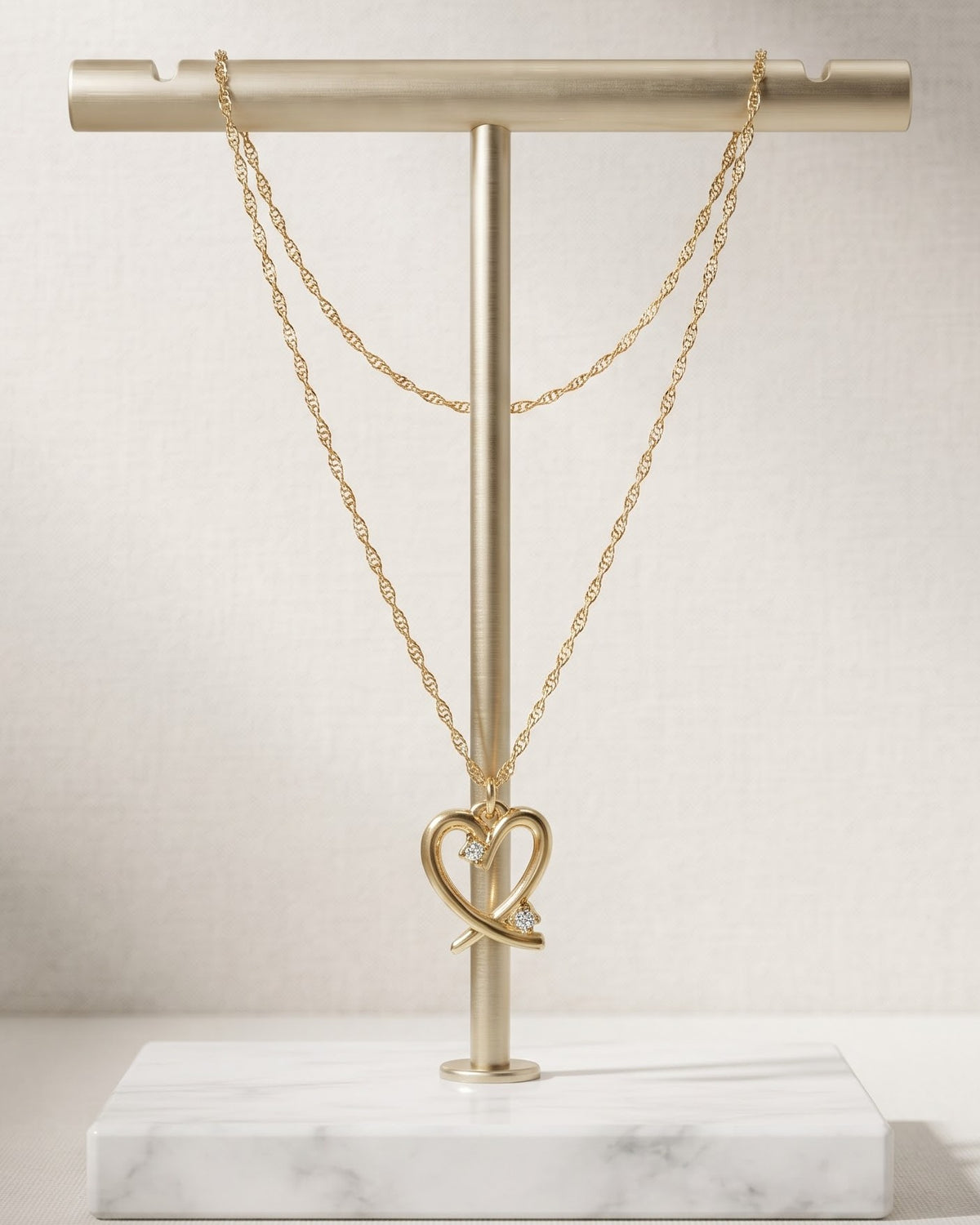 Solanya Open Heart Pendant Necklace - Display view