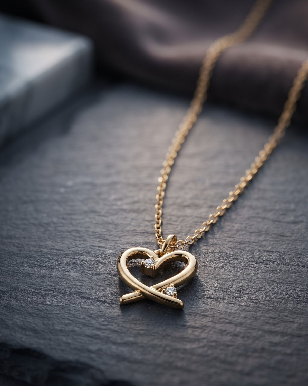 Solanya Open Heart Pendant Necklace - Close-up view
