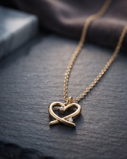 Solanya Open Heart Pendant Necklace - Close-up view