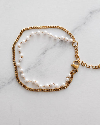 Solmora Pearl Duo Chain Bracelet - Hero view