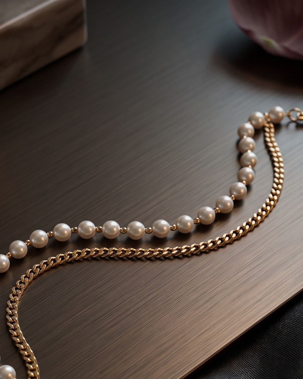 Solmora Pearl Duo Chain Bracelet - Display view
