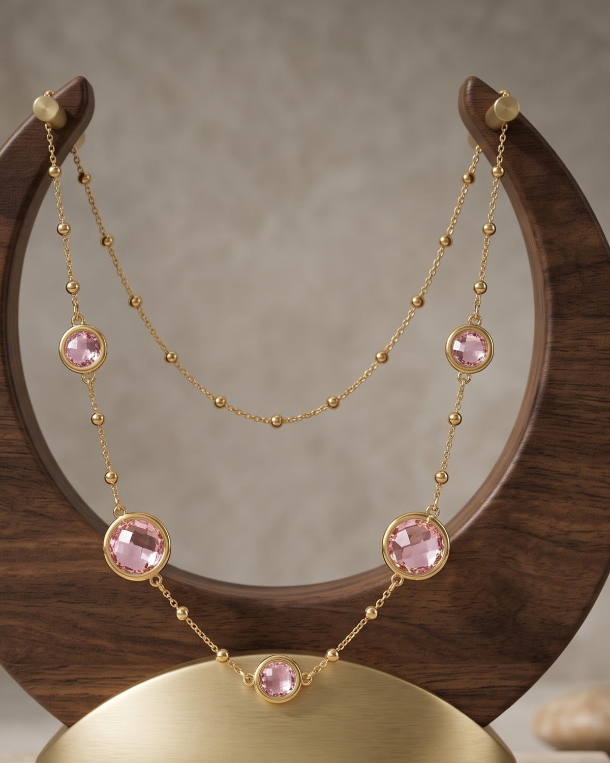 Solquira Blush Stone Chain Necklace - Display view